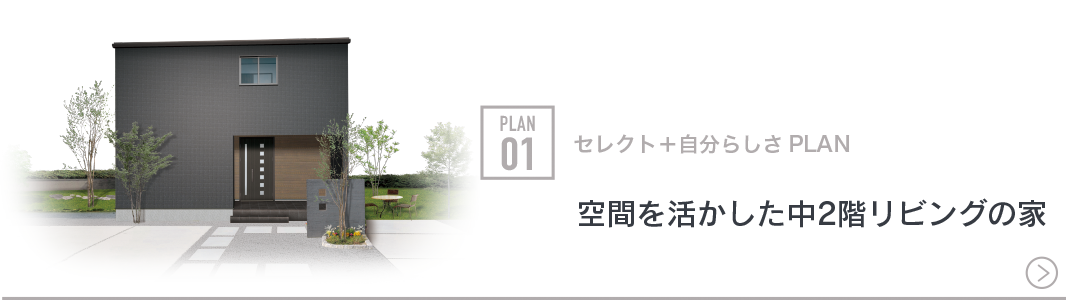 PLAN 01 セレクト＋自分らしさPLAN　空間を活かした中2階リビングの家